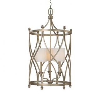 Capital Lighting 9082WG 484 Foyer with White Fabric Shades, Winter Gold Finish   Ceiling Pendant Fixtures  