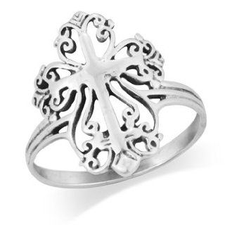 925 Sterling Silver Victorian Style Cross Ring Bands Jewelry