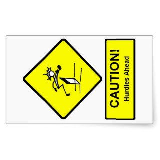 Caution Hurdles Ahead sign Track and Field Sticker