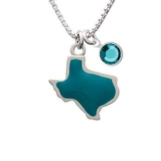 Texas   Turquoise Charm Necklace with Blue Zircon Crystal Drop Pendant Necklaces Jewelry