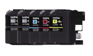 Genuine Brother LC101 (LC 101) Color (Bk/C/M/Y) Ink Cartridge 5 Pack (2xLC101BK, LC101C, LC101M, LC101Y) for Brother MFCJ470DW MFCJ475DW MFCJ650DW MFCJ870DW MFCJ875DW Electronics