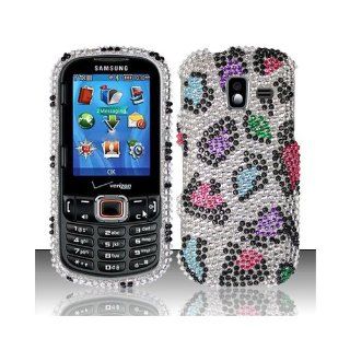 Silver Colorful Leopard Bling Gem Jeweled Crystal Cover Case for Samsung Intensity III 3 SCH U485 Cell Phones & Accessories