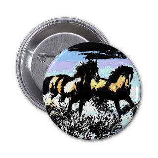 Pop Art Running Horses Button