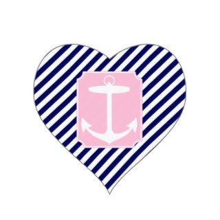 Blue and Pink Anchor Heart Stickers