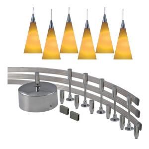 JESCO Lighting 144 in. Low Voltage 300W Monorail Kit With 6 Amber Pendants MK 6P210AM