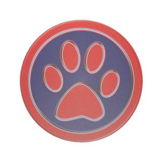 Red and Blue Paw Print Coasters