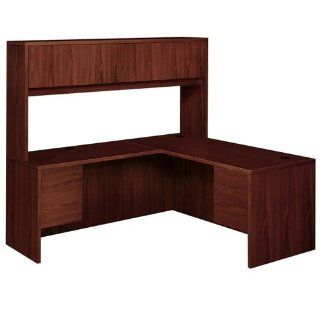 HON HONBON10500NN32 10500 Series L Shaped Desk With Two 3/4 Height Pedestals & Stack On Storage, 72" x 72", Mahogany   Office Desks