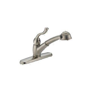 Delta 473 SS DST Saxony 1 Handle Pull Out Kitchen Faucet in Stainless   473 SS D   Touch On Kitchen Sink Faucets  