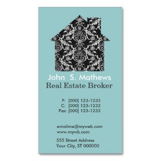 Damask Pattern House Business Card Templates