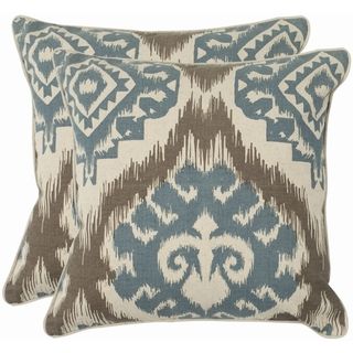 Damask 18 inch Beige/ Blue Decorative Pillows (Set of 2) Safavieh Throw Pillows