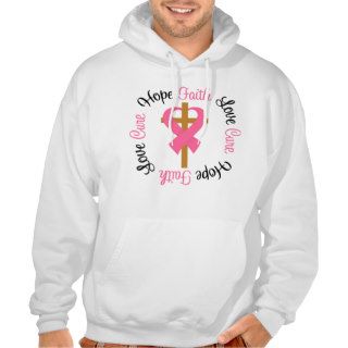 Breast Cancer Faith Hope Love Cross Hooded Sweatshirt