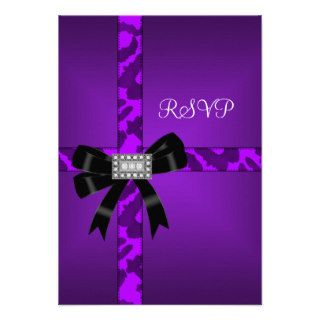 RSVP Birthday Purple Wild Black Bow Diamonds Custom Announcement