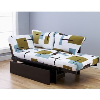 Elite Wood Abstract Block White Lounger With Drawer