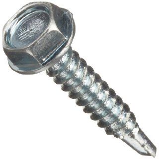 Steel Self Drilling Screw, Zinc Plated Finish, Hex Washer Head, External Hex Drive, Sealing, Includes Washer, 3/4" Length, #8 18 Threads (Pack of 100) Sheet Metal Screws