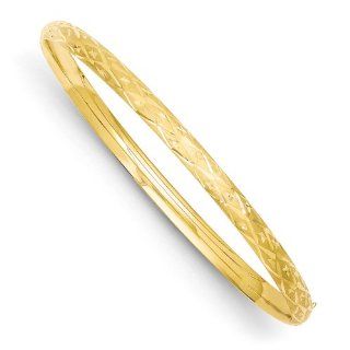 Gold and Watches 14k 2/16 Diamond cut Fancy Hinged Bangle Bracelet Jewelry