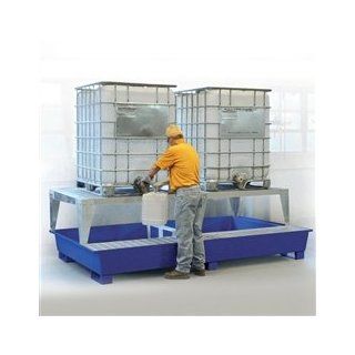 2 Tote IBC Containment Platform, with 2 Dispensing Stands, Painted Steel Industrial Secondary Containment Equipment