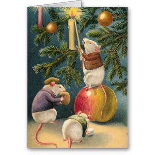 Victorian Mice Christmas Card