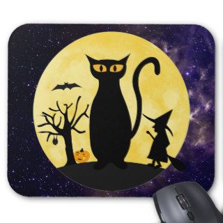 Cat on a Halloween Moon Mousepad