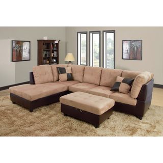 Delima Light Brown Microsuede 3 piece Sectional Set