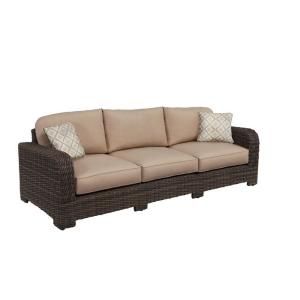 Brown Jordan Northshore Patio Sofa in Sparrow with Bazaar Throw Pillows M6061 S 3