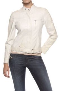 Hugo Boss Leather Jacket LE493, Color Natural white, Size 40 Outerwear