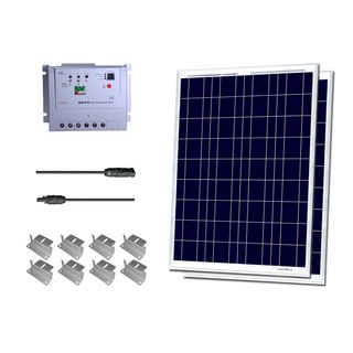 Premium Solar Panel Kit 200w With 2 100w Poly Solar Pan/ 20 Adapt Kit/ 20a Mppt Chg Con/ Z Bracket