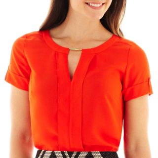 Worthington Short Sleeve Tunic Top, Orange