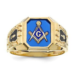 10k Blue Acrylic Men's Masonic Ring Jewelry