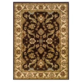 LR Resources Traditional Design with Brown and Cream swirls. It is 7 ft. 9 in. x 9 ft. 9 in. and it is a Plush Indoor Area Rug LR80371 BWCR810
