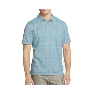Van Heusen Short Sleeve Windowpane Polo Shirt, Aqua, Mens