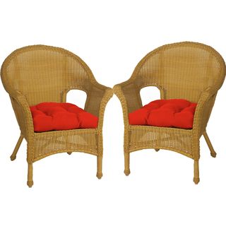 Tangerine Red All weather 2 piece Wicker Chair Cushion Set