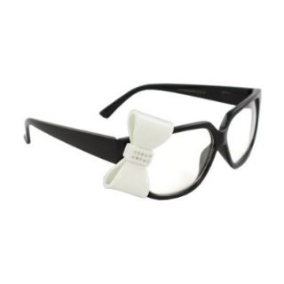MLC Eyewear W494BOWRH BKWHTCL Wayfarer Fashion Sunglasses Black Frame Clear Lenses Design with 3D White Bow Tie. Shoes