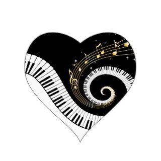 Piano Keys and Gold Music Notes Stickers