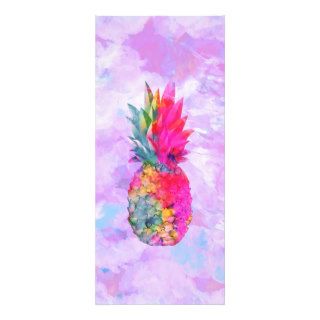 Bright Neon Hawaiian Pineapple Tropical Watercolor Full Color Rack Card