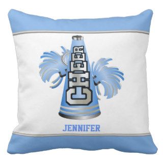 Blue and White Megaphone Cheerleader Pillow
