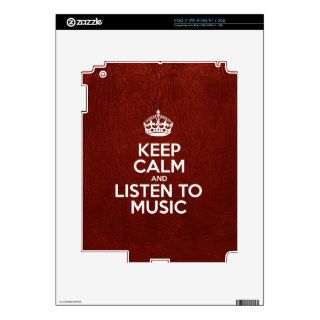 Keep Calm and Listen To Music   Glossy Red Leather Skins For iPad 2