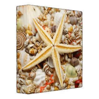 Starfish and assorted seashells 3 ring binders