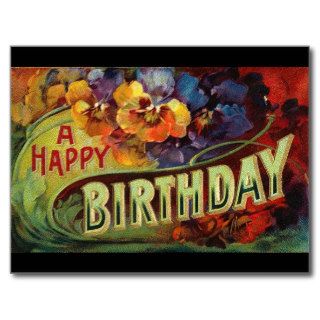 A Happy Birthday Vintage Painted Post Card
