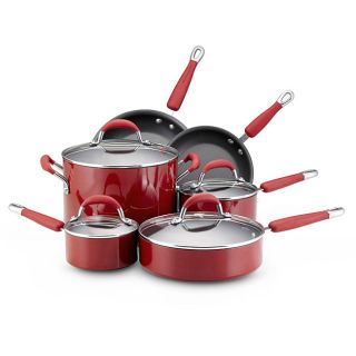 KitchenAid Gourmet Essentials Red Hard base 10 piece Set KitchenAid Cookware Sets