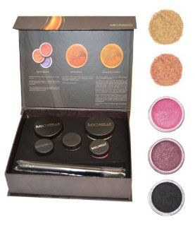 Mica Beauty Mineral Make Up Beaute Collection Foundation, Blush, & Eyeshadow Set in Medium + 3X A Viva Glitter 1.75gr 