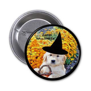 Halloween Funny Puppy Witch T Shirts & Gift Items Buttons