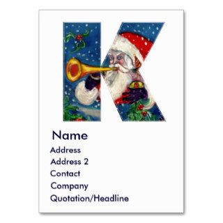 CHRISTMAS K LETTER / SANTA BUGLER MONOGRAM BUSINESS CARD TEMPLATE