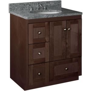 Simplicity by Strasser Shaker 30 in. W x 21 in D x 34 1/2in H Vanity Cabinet Only with Left Drawers in Dark Alder 01.327.2