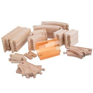 Orbrium Toys 56 Piece Wooden Train Track Expansion Pack with Tunnel Fits Thomas Brio Chuggington Melissa & Doug Imaginarium Set Toys & Games