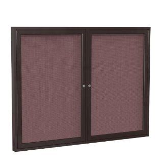 Ghent 36"X48" 2 Door Bronze Aluminum Frame Enclosed Fabric Tackboard   Merlot  Bulletin Boards 