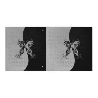Two Tone Black and White Butterfly 3 Ring Binder