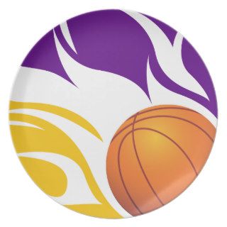 Flaming Basketball Purple and Gold Plate
