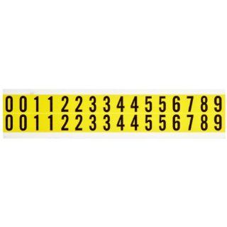 Brady 34210 9/16" Width x 3/4" Height, B 498 Repositionable Vinyl Cloth, Black on Yellow 34 Series Consecutive Markers, Legend "0 thru 9" Industrial Warning Signs