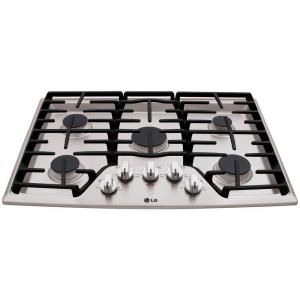 LG Electronics 30 in. Recessed Gas Cooktop in Stainless Steel with 5 Burners including 17K SuperBoil Burner LCG3011ST