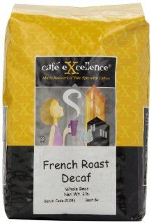 Cafe Excellence French Roast, Decaffeinated Whole Bean Coffee, 2 Pound Bag  Grocery & Gourmet Food